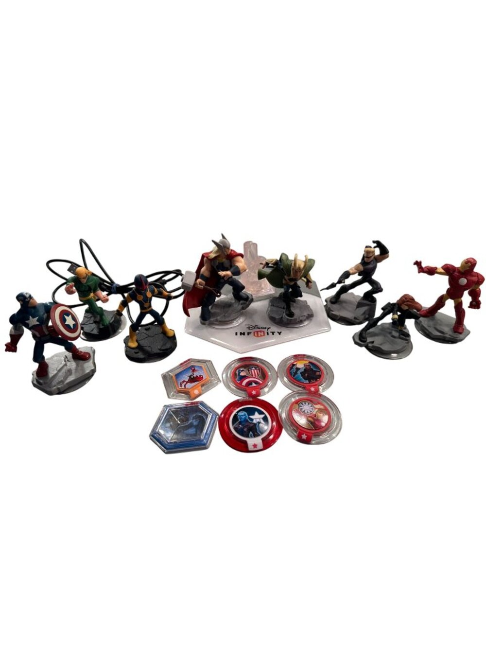 Disney Infinity Marvel Avengers Super Heroes Figures Power Discs Lot Base 2.0